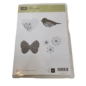 Stampin' Up! PUNCH POTPOURRI Stamp Set of 4‎ 120124 Floral Bird Heart